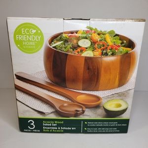 Acacia wood salad set eco friendly by Gibson three piece set with origin…